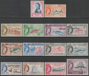 EDSROOM-22205 Turks & Caicos Islands 121-34 LH 1957 Set to 10 Shillings CV$85.85