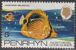 Penrhyn 1974-75 MH Sc #55 5c Chaetodon melonotus Fish