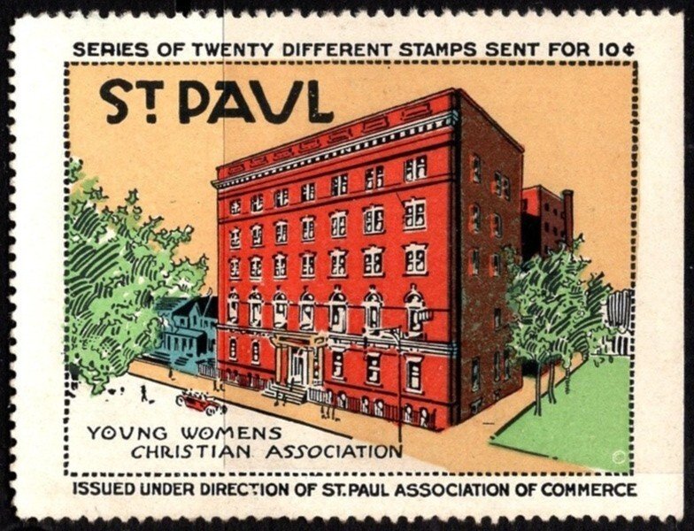Vintage US Poster Stamp Christian Association Saint Paul Association Of Commerce