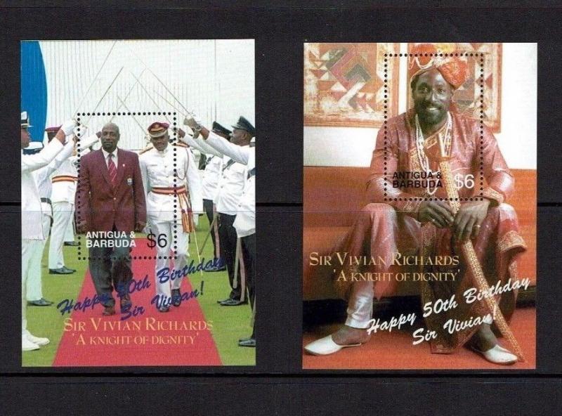 Antigua & Barbuda: 2002 50th Birthday of Sir Viv Richards, Cricketer,  2 m/s MNH