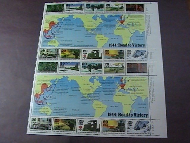 U.S.# 2838(a-j)-MINT/NEVER HINGED-----WORLD WAR II-----PANE OF 20----1994