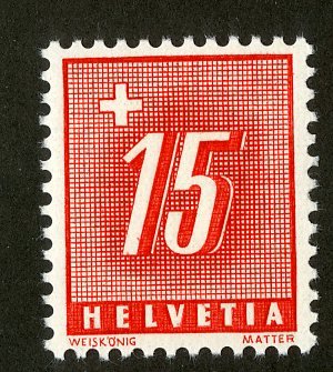 SWITZERLAND J62 MNH SCV $1.25 BIN $.75 NUMERICAL DENOMINATION