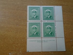 Canada  #   249  LR  #  31  Plate  Block  MH