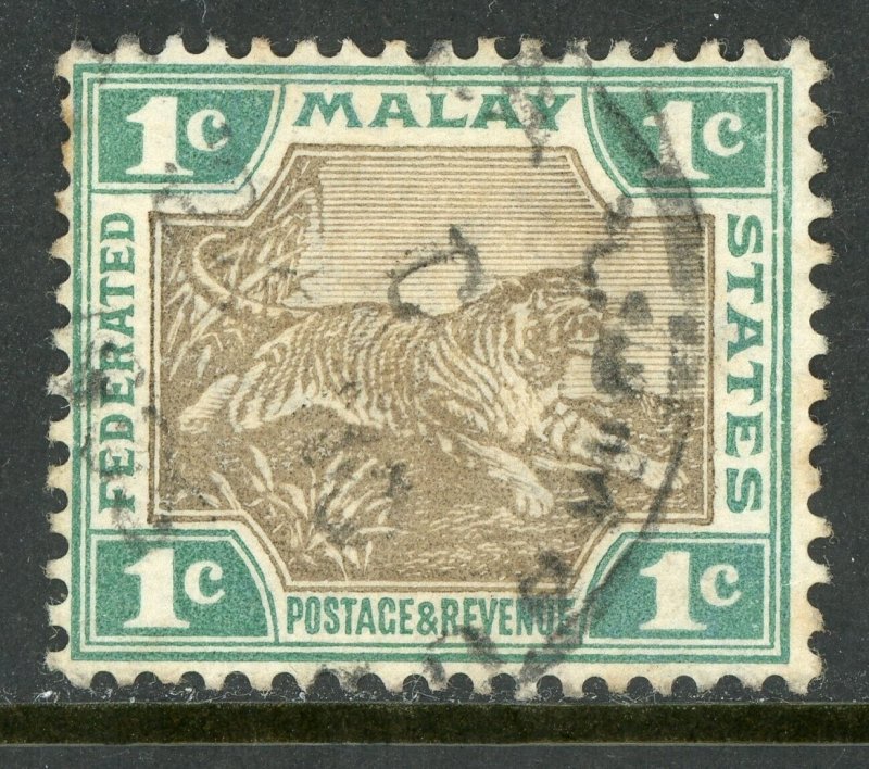 Malaya 1900 Wmk MSCA 1¢ Brown & Green SG #15b VFU W130