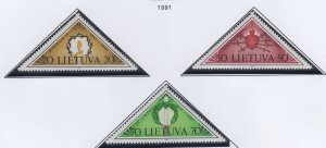 Lithuania 1991 MNH Sc 393-395 50th ann Resistance to Occupation