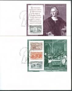 US #2624-9 Columbus Souvenir sheets FDCs, complete set Scott $44.00