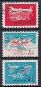 Russia 1963 Sc C101-3 Aeroflot Emblem Globe Jet Map Airlines in USSR Stamp CTO