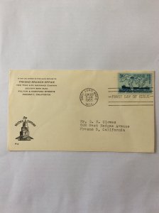1955 Great Lakes 3c First day cover. Sault Sainte Marie post mark to Fresno.