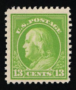 GENUINE SCOTT #513 F-VF MINT OG VLH 1919 APPLE GREEN P-11 UNWATERMARKED  #7410