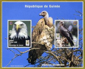 Guinea 1998 BIRDS OF PREY Lions & Rotary Emblem s/s Perforated Mint (NH)