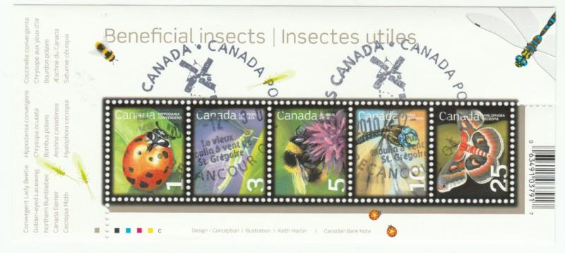 Scott 2238a - cancelled Insect souvenir sheet