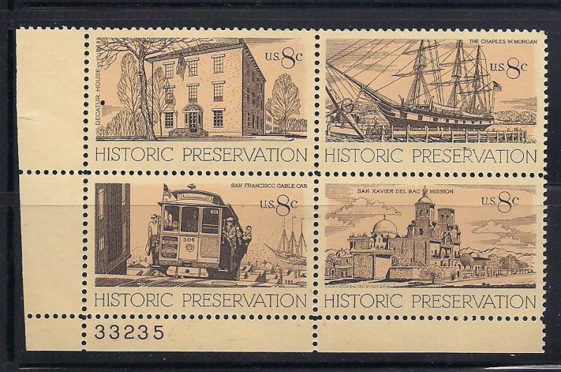 Plt Blk Sc# 1440 43 Historic Preservation MNH #33235 LL