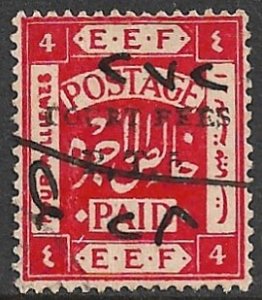 PALESTINE c1920 PT5 on 4m COURT FEES Revenue Narrow Setting Bale 216 VFU