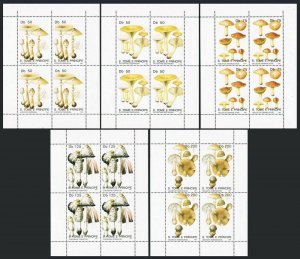 St Thomas & Prince Isls 1014-1018 sheets/4.Michel 1260-1264 klb. Mushrooms 1991.