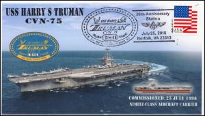 18-292, 2018, USS Harry S Truman, Pictorial, Postmark, CVN-75, Aircraft Carrier
