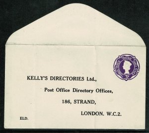 GB 1957 3d violet STO envelope. Kelly's Directories