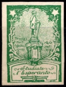 Vintage Italy Poster Stamp Study Esperanto Statue Of Carlo Osvaldo Goldoni