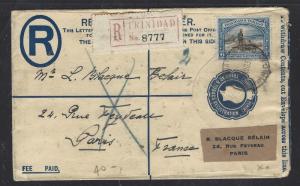 TRINIDAD AND TOBAGO   (P2710B)  1937 KGV 3D RLE UPRATED 6C TO FRANCE 