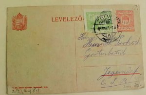 HUNGARY POSTAL CARD MIXED CZECH ZOLYOMO 1921 TO CSR