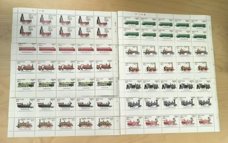 SPECIAL LOT Bhutan 1990 798-809 - Steam Locomotives - 20 Sets of 12v -MNH Sheets