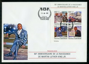 TOGO 2019 90th BIRTH ANNIVERSARY OF MARTIN LUTHER KING Jr SHEET FDC