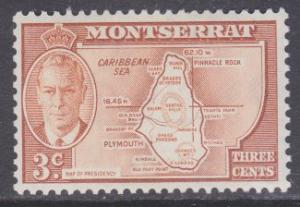 Montserrat sc#116 1951 3c KG6 Views MH