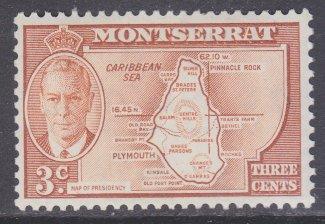 Montserrat sc#116 1951 3c KG6 Views MH