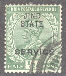 India- Convention States, Jhind, Scott #o26, Used