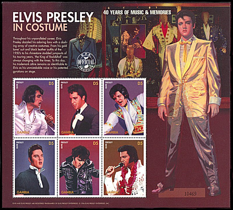 Gambia 1822, MNH, 40th Anniversary of Elvis Presley's First Hit miniature sheet