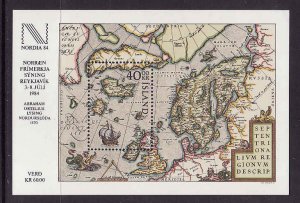 Iceland-Sc#590-unused NH sheet-Maps-Nordia -1984-