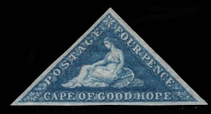 MOMEN: CAPE OF GOOD HOPE SG # 19a BLUE 1864 MINT OG H £325 LOT #69031*