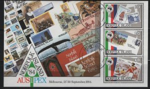 NORFOLK ISLANDS 364a USED AUSIPEX  SOUVENIR SHEET 1984