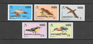 BIRDS - ANGUILLA #678-82 AMERIPEX OVPT MNH