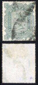 SG128 10/- Greenish Grey good used Cat 3200 pounds
