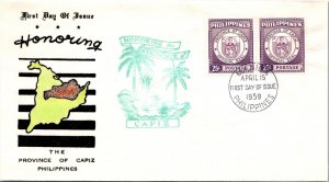 Philippines FDC 1959 - Province of Capiz - 2x25c Stamp - Pair  - F43327