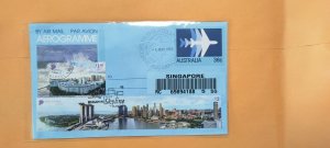 SINGAPORE  UNADDRESSED REGISTERED AEROGRAM TIED WITH SKYLINE STAMP SET