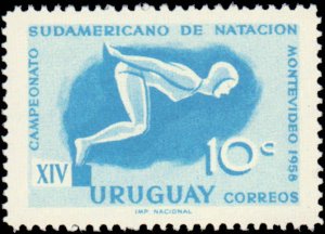 Uruguay #628-629, Complete Set(2), 1958, Sports, Never Hinged