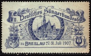 1907 Germany Poster Stamp 7th German Singers Festival Breslau