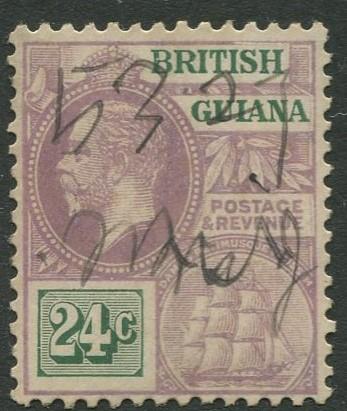 British Guiana - Scott 197- KGV Definitive -1921 - VFU - Single 24c Stamp