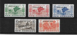 NEW HEBRIDES 1953 POSTAGE DUE SET SG D11/D15 MINT HINGED Cat £30