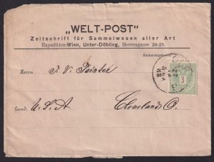 Austria - 1883 - Scott #42 - used on wrapper to USA - DÖBLING pmk