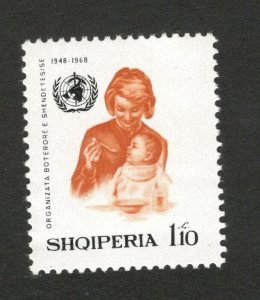 ALBANIA - MNH STAMP - WHO, World Health Organisation , 1.1 L - 1968.