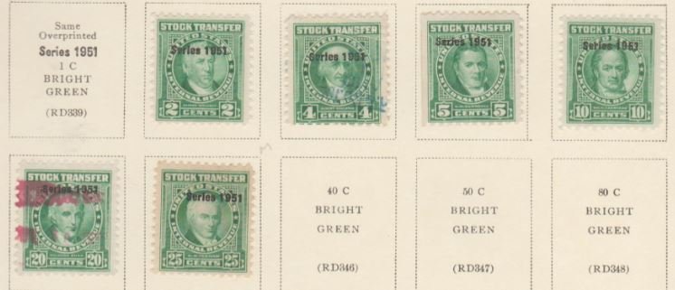 U.S. Scott #RD340-RD345 Revenue Stamps - Used Set