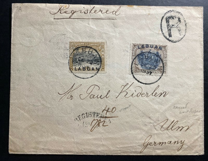 1897 Labuan North Borneo Registered Cover To Ulm Germany SG#97a