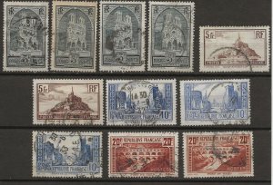 France 247-254A (x254) Y&T 259//61B Used VF 1929-33 SCV $159.80 (jr)