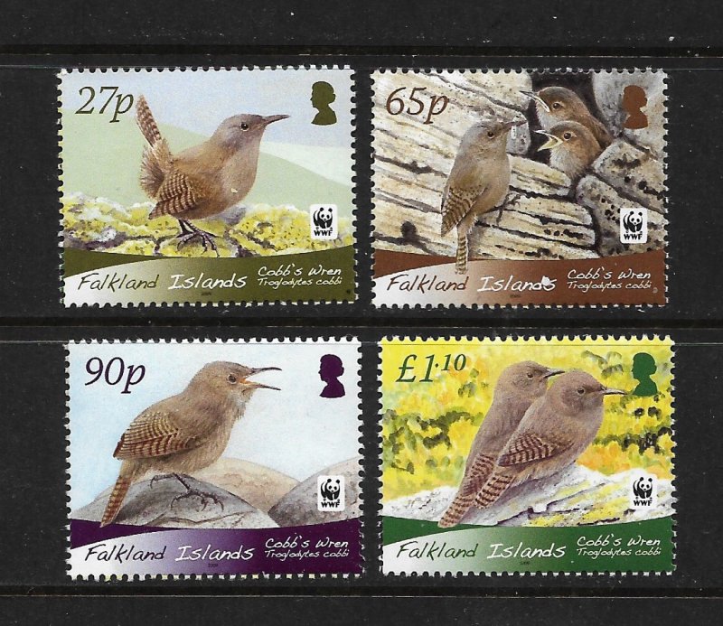 BIRDS - FALKLAND ISLANDS #994-7  COBB'S WREN  WWF   MNH