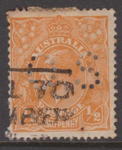 Australia KGV Sc#66a Used OS Perfin