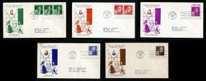 # 889 to 893 First Day Covers with Fidelity Stamp Company cachet dated 1940
