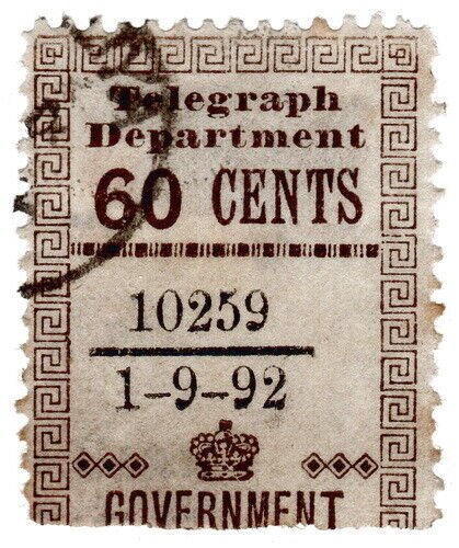 (I.B) Ceylon Telegraphs : Provisional 60c (1892)