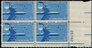 US #C49 6¢ U.S. AIR FORCE MNH LR PLATE BLOCK #25762 DURLAND .75¢